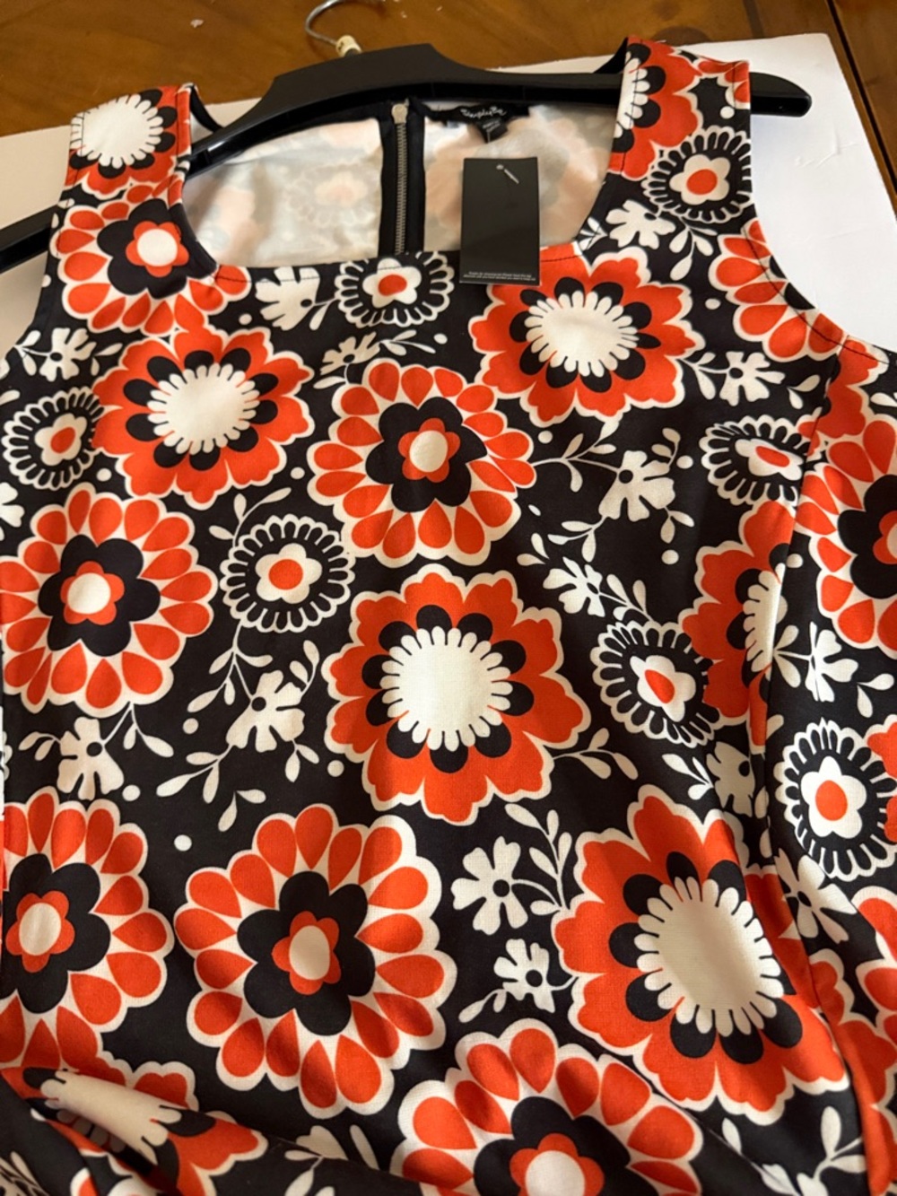 Simply Be Apparel Black Orange Floral Sleeveless Shift Dress